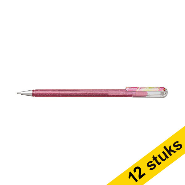 Pentel Aanbieding: 12x Pentel Dual Metallic gelpen lichtroze en metallic groen/goud  210220 - 1