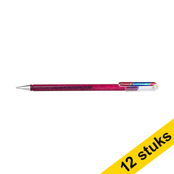 Pentel Aanbieding: 12x Pentel Dual Metallic gelpen roze/metallic blauw  210216 - 1