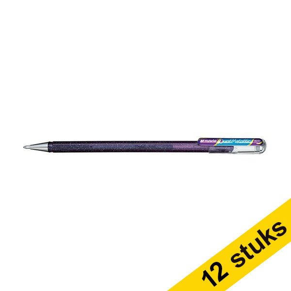 Pentel Aanbieding: 12x Pentel Dual Metallic gelpen violet/metallic blauw  210211 - 1