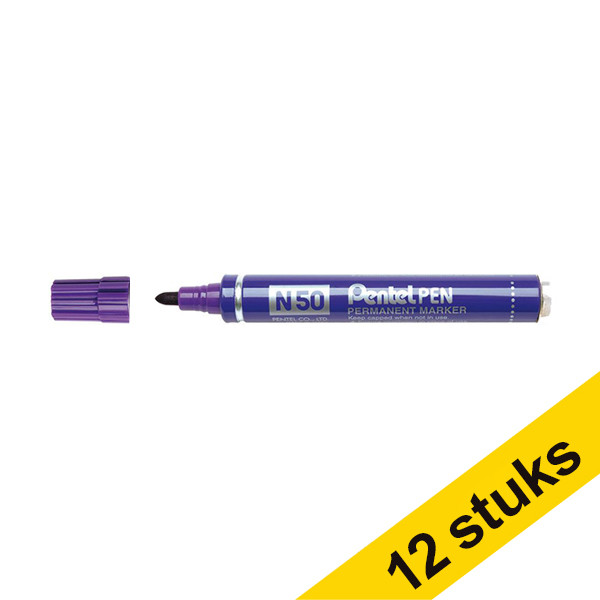 Aanbieding: 12x Pentel N50 permanent marker violet 210334 - 1
