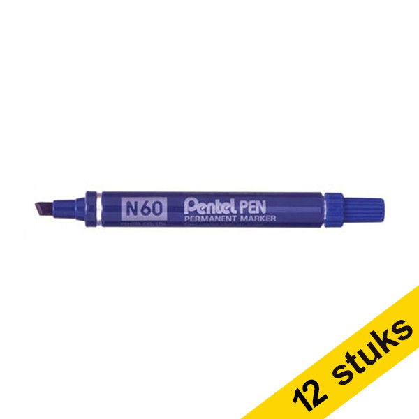 Aanbieding: 12x Pentel N60 permanent marker blauw 210131 - 1