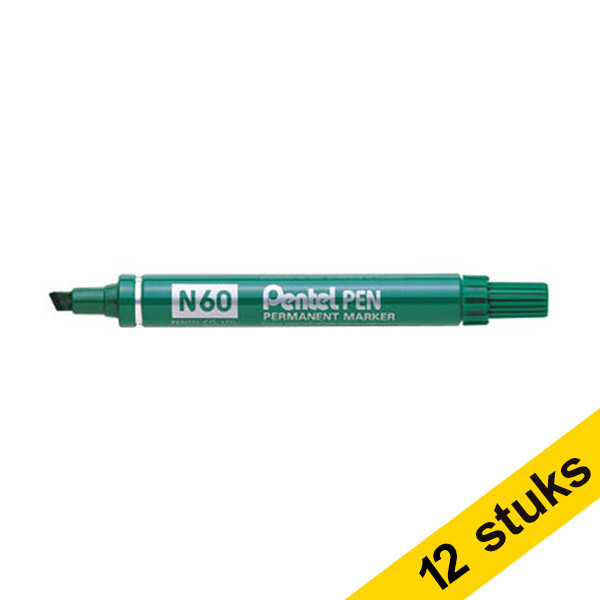 Aanbieding: 12x Pentel N60 permanent marker groen 210132 - 1