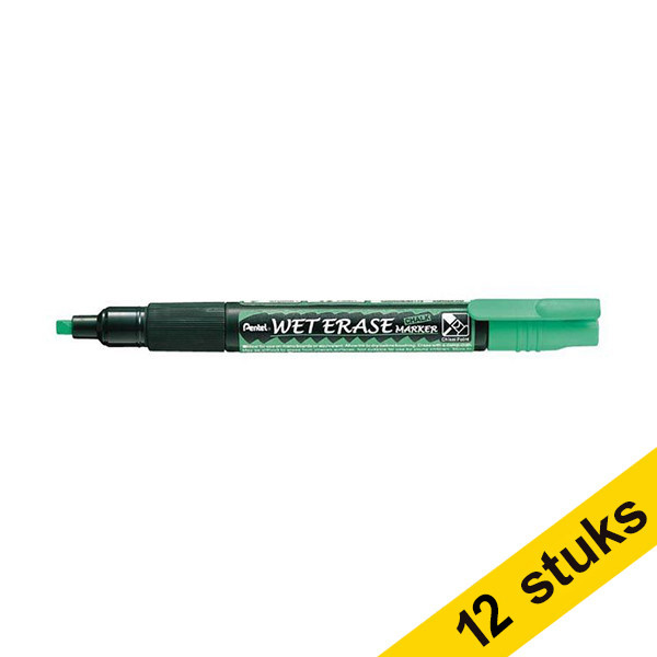Aanbieding: 12x Pentel SMW26 krijtstift groen (1,5 - 4,0 mm beitel) 210244 - 1