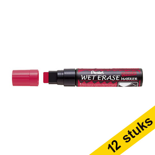 Aanbieding: 12x Pentel SMW56 krijtstift rood (8 - 16 mm beitel) 210256 - 1