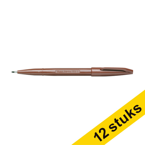 Aanbieding: 12x Pentel Sign S520 fineliner bruin (0,8 mm) 210312 - 1