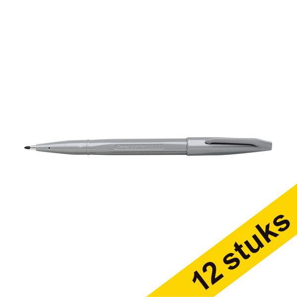Aanbieding: 12x Pentel Sign S520 fineliner grijs (0,8 mm) 210318 - 1