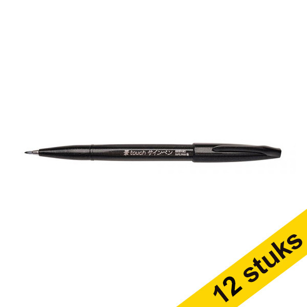 Aanbieding: 12x Pentel Sign SES15C brushpen zwart 210133 - 1