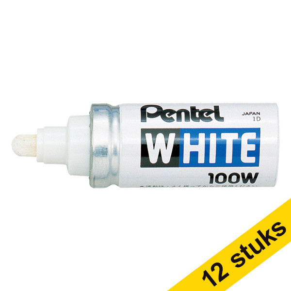 Pentel Aanbieding: 12x Pentel X100W industriële paint marker wit (6,5 mm rond)  210053 - 1