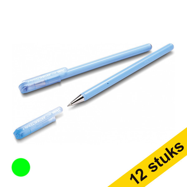 Aanbieding: 12x Pentel antibacteriële Balpen BK77AB groen 210052 - 1
