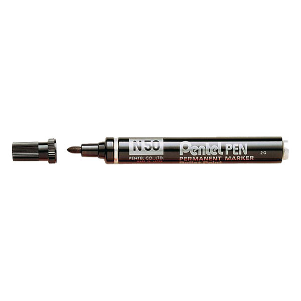 Pentel N50 permanent marker zwart (1,5 mm rond) PEN50BK 210002 - 1