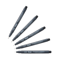 Set Pentel Pointliner S20P fineliner zwart (0,05 - 0,8 mm) 5 stuks