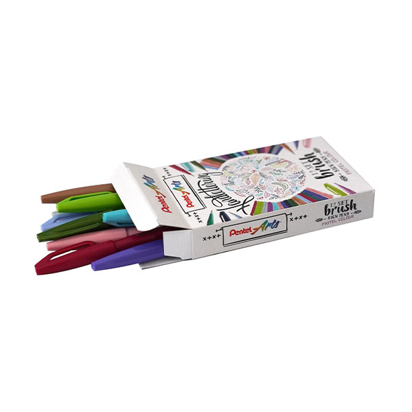 Pentel Set Pentel Sign SES15C brushpennen pastel kleuren (12 stuks) 018419 210336 - 1