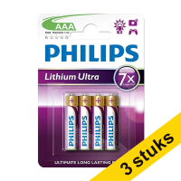 Philips Aanbieding: 3x Philips Lithium Ultra FR03 Mignon AAA batterij (4 stuks)  APH00126