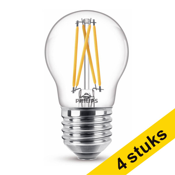 Aanbieding: 4x Philips E27 filament led-lamp kogel WarmGlow 1.8W (25W) LPH02544 - 1