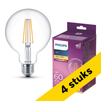 Aanbieding: 4x Philips LED lamp E27 | Globe G95 | Filament | Helder | 2700K | 5.9W (60W)