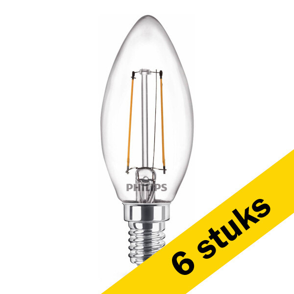 Aanbieding: 6x Philips E14 filament led-lamp kaars 1.4W (15W) LPH02424 - 1