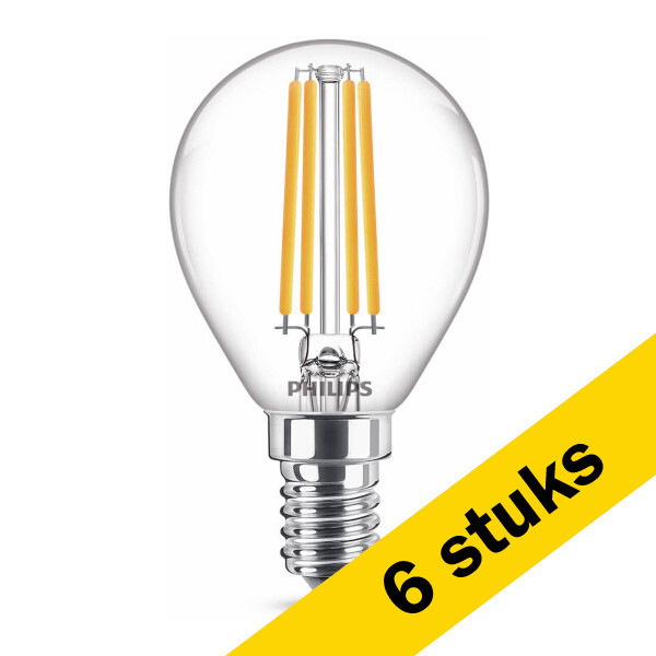 Aanbieding: 6x Philips E14 filament led-lamp kogel helder 6.5W (60W) LPH02399 - 1