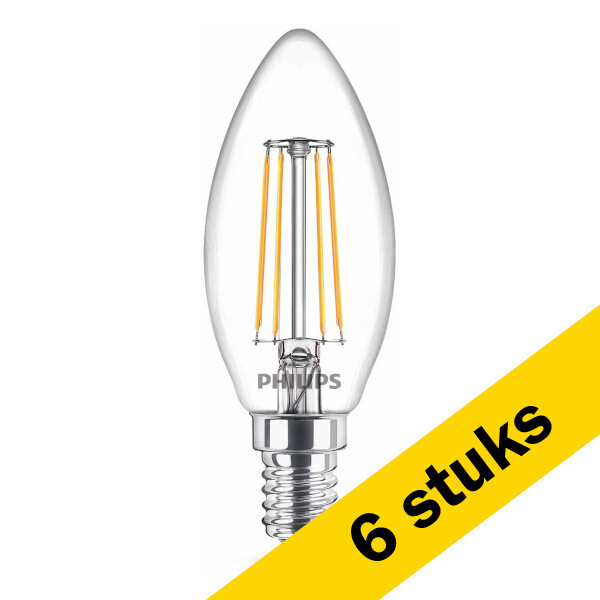 Philips Aanbieding: 6x Philips E14 filament led lamp kaars warm wit 4.3W (40W)  LPH02438 - 1