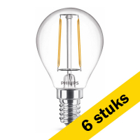 Aanbieding: 6x Philips E14 filament led lamp kogel warm wit 2W (25W)