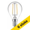 Aanbieding: 6x Philips E14 filament led lamp kogel warm wit 2W (25W) LPH02395 - 1