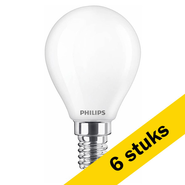 Aanbieding: 6x Philips E14 led-lamp kogel WarmGlow mat 2200-dimbaar 3.4W (40W) LPH02589 - 1