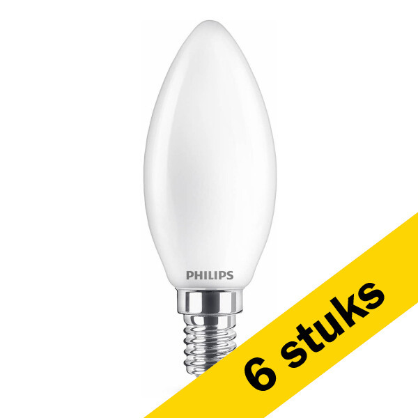 schijf Trottoir moersleutel Aanbieding: 6x Philips E14 led lamp kaars mat warm wit 4.3W (40W) Philips  123inkt.nl