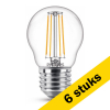 Aanbieding: 6x Philips E27 filament led lamp kogel warm wit 4.3W (40W) LPH02373 - 1