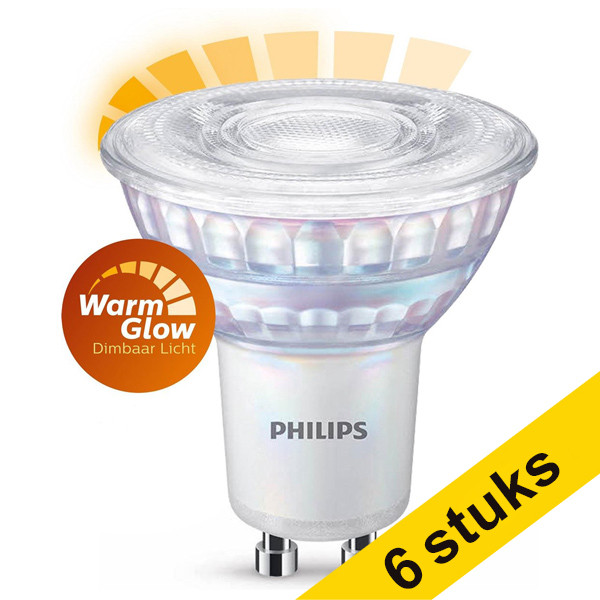 Aanbieding: 6x Philips GU10 led-spot WarmGlow dimbaar 2.6W (35W) LPH01392 - 1