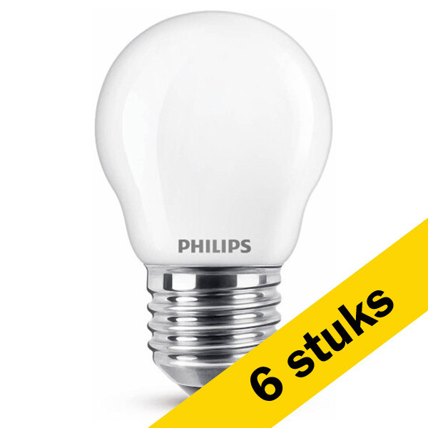 Aanbieding: 6x Philips LED lamp | E27 | Kogel | Mat | 4000K | 4.3W (40W) LPH02363 - 1