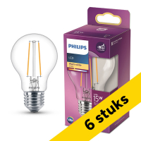 Aanbieding: 6x Philips LED lamp E27 | Kogel P45 | Filament | Helder | 2700K | 1.1W (15W)