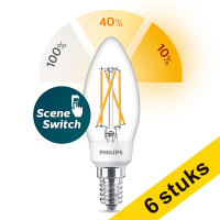 Aanbieding: 6x Philips SceneSwitch E14 filament led-lamp kaars 5W (40W)