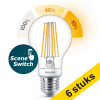 Aanbieding: 6x Philips SceneSwitch E27 filament led-lamp peer 7.5W (60W) LPH02502 - 1