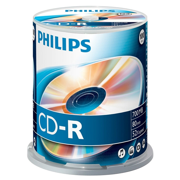 Philips CD-R 80 min. 100 stuks in cakebox 098004 - 1