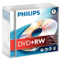 Philips DVD+RW rewritable 5 stuks in jewel case DW4S4J05F/10 098014