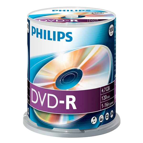 Philips DVD-R 100 stuks in cakebox DM4S6B00F/00 098030 - 1
