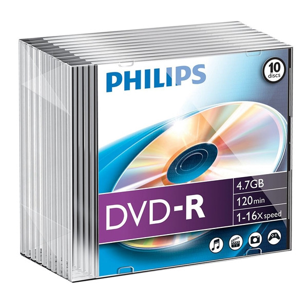 Philips DVD-R 10 stuks in slimline doosjes DM4S6S10F/00 098026 - 1