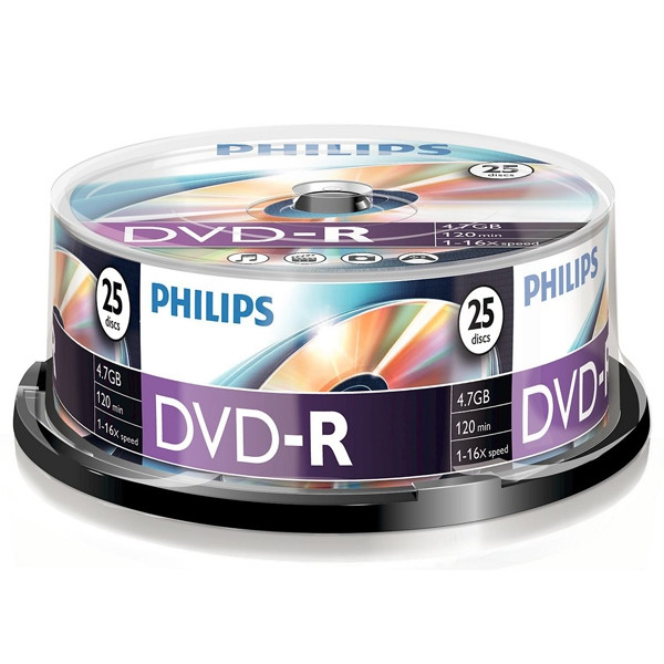 Philips DVD-R 25 stuks in cakebox DM4S6B25F/00 098028 - 1