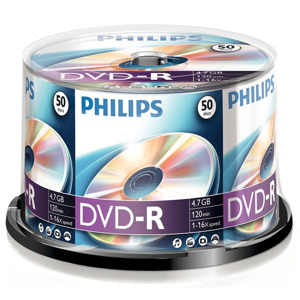 Philips DVD-R 50 stuks in cakebox DM4S6B50F/00 098029 - 1