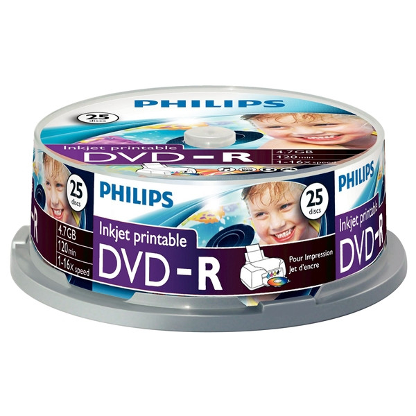 Philips DVD-R printable 25 stuks in cakebox DM4I6B25F/00 098025 - 1