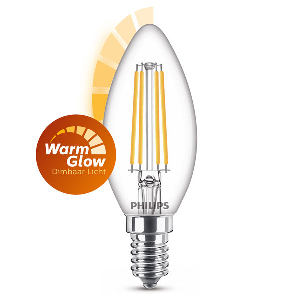 Philips E14 filament led-lamp kaars WarmGlow dimbaar 3.4W (40W) 929003012201 LPH02559 - 1