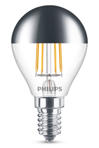 Philips E14 led-lamp kogel kopspiegel zilver 4W (35W) LPH00487