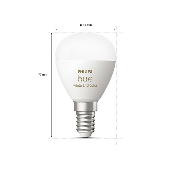 Philips Hue E14 smart lamp kogel P45 wit en RGB instelbaar zigbee LPH03365 - 2