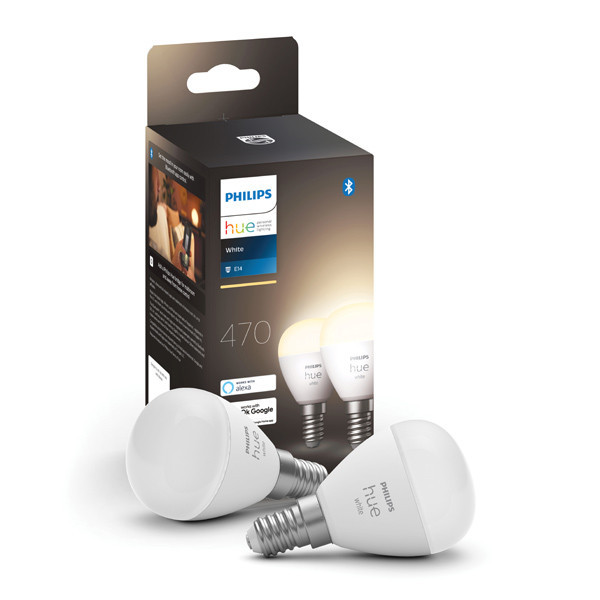 Philips Hue E14 smart lamp kogel P45 wit zigbee 2 stuks LPH02724 - 1