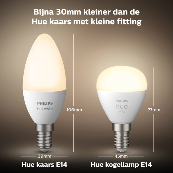 Philips Hue E14 smart lamp kogel P45 wit zigbee 2 stuks LPH02724 - 4