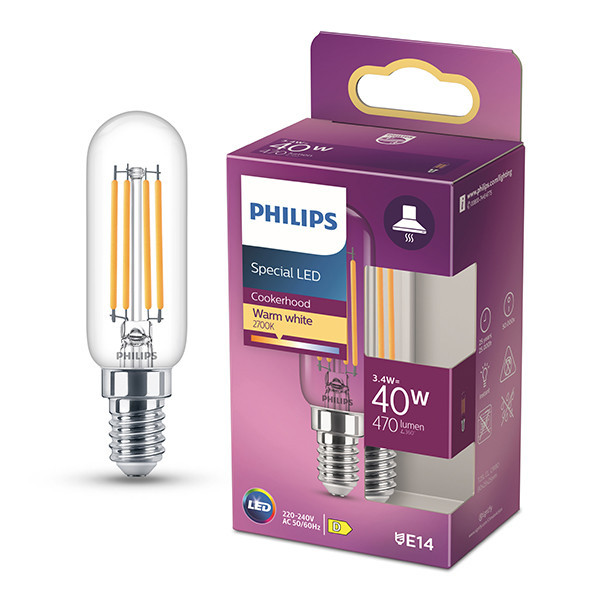 Philips LED lamp E14 | Buis T25 | Filament | Helder | 2700K | 3.4W (40W) LPH04186 - 1