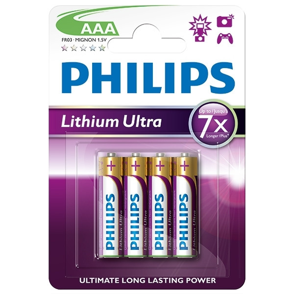Philips Lithium Ultra FR03 Mignon AAA batterij 4 stuks FR03LB4A/10 098310 - 1