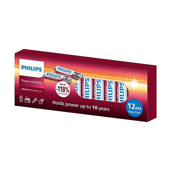 Philips Power Alkaline LR03 Micro AAA batterij 12 stuks 098379 - 1