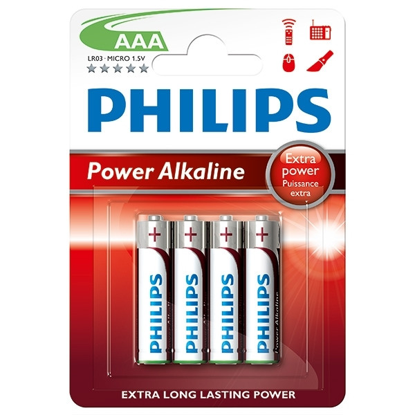 Philips Power Alkaline LR03 Micro AAA batterij 4 stuks LR03P4B/10 098302 - 1