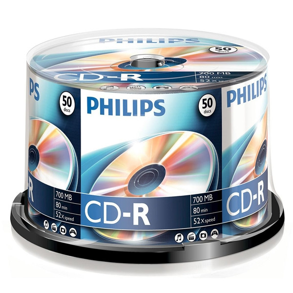Philips cd-r 80 min. 50 stuks in cakebox CR7D5NB50/00 098003 - 1