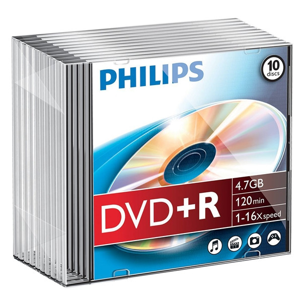 Philips dvd+r 10 stuks in slimline doosjes DR4S6S10F/00 098009 - 1